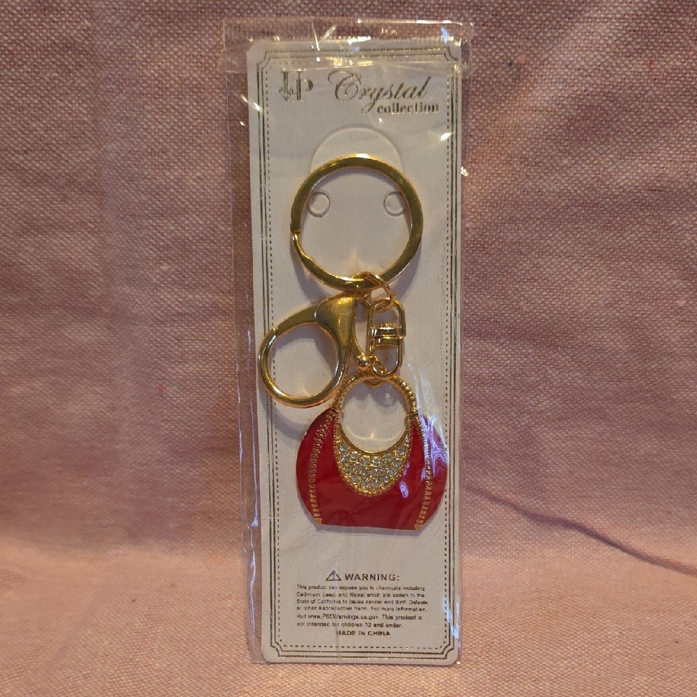 Gold & Red Handbag Keychain
